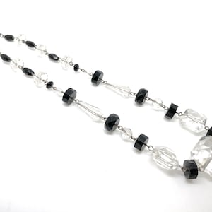 Antique 1920s Art Deco Black & White Glass Necklace