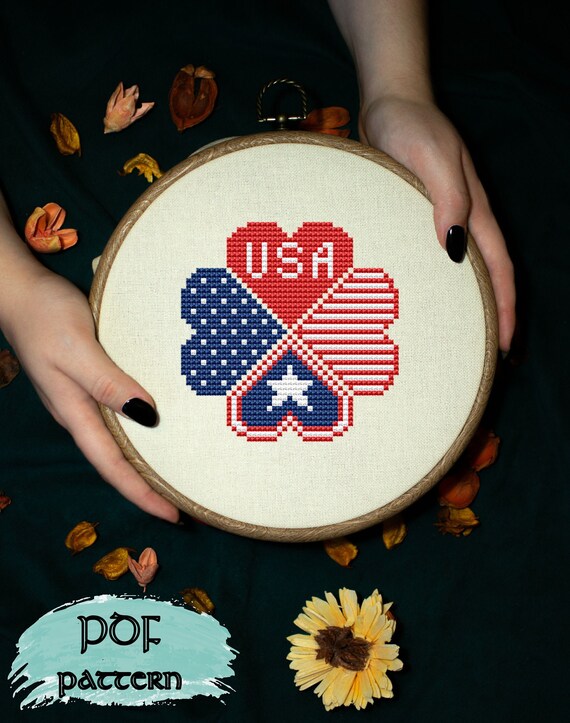 Easy patriotic cross stitch pattern Instant download PDF Etsy
