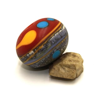 Lampwork Etched Bead 20mm, 1pc, Red Lavender Yellow Blue Ivory, Artisan donut matte glass bead, Handmade large beads for jewelry