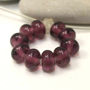 Spacer 8/10/12mm, 10pcs, Dark Purple, Artisan glass beads, Handmade lampwork glass bead set, Small rondelle, Jewelry making, Moretti 042