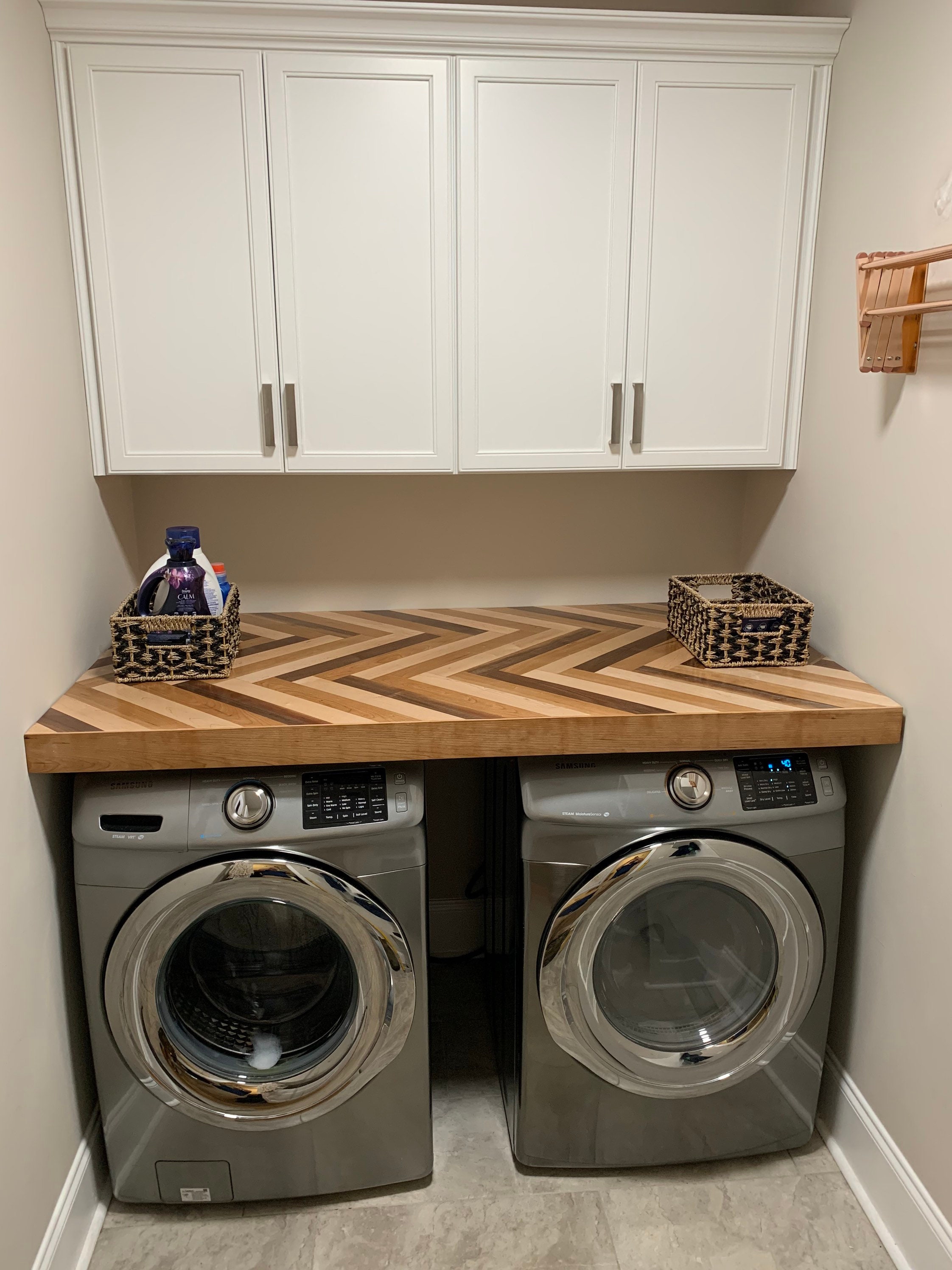 Washer and Dryer Topper, Wooden Countertop For Laundry Room by Picwoodwork