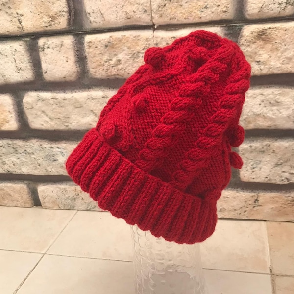 Hermione Rote Wintermütze, Hermione Inspirierte Rote Mütze für Cosplay - Handgemachte Strickmütze