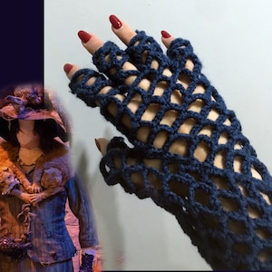 Longbottom Grandmother&#39;s Inspired Knit Gloves, Dark Navyblue Finger Gloves, Potter Cosplay Knit Gloves, Snape inspired gloves