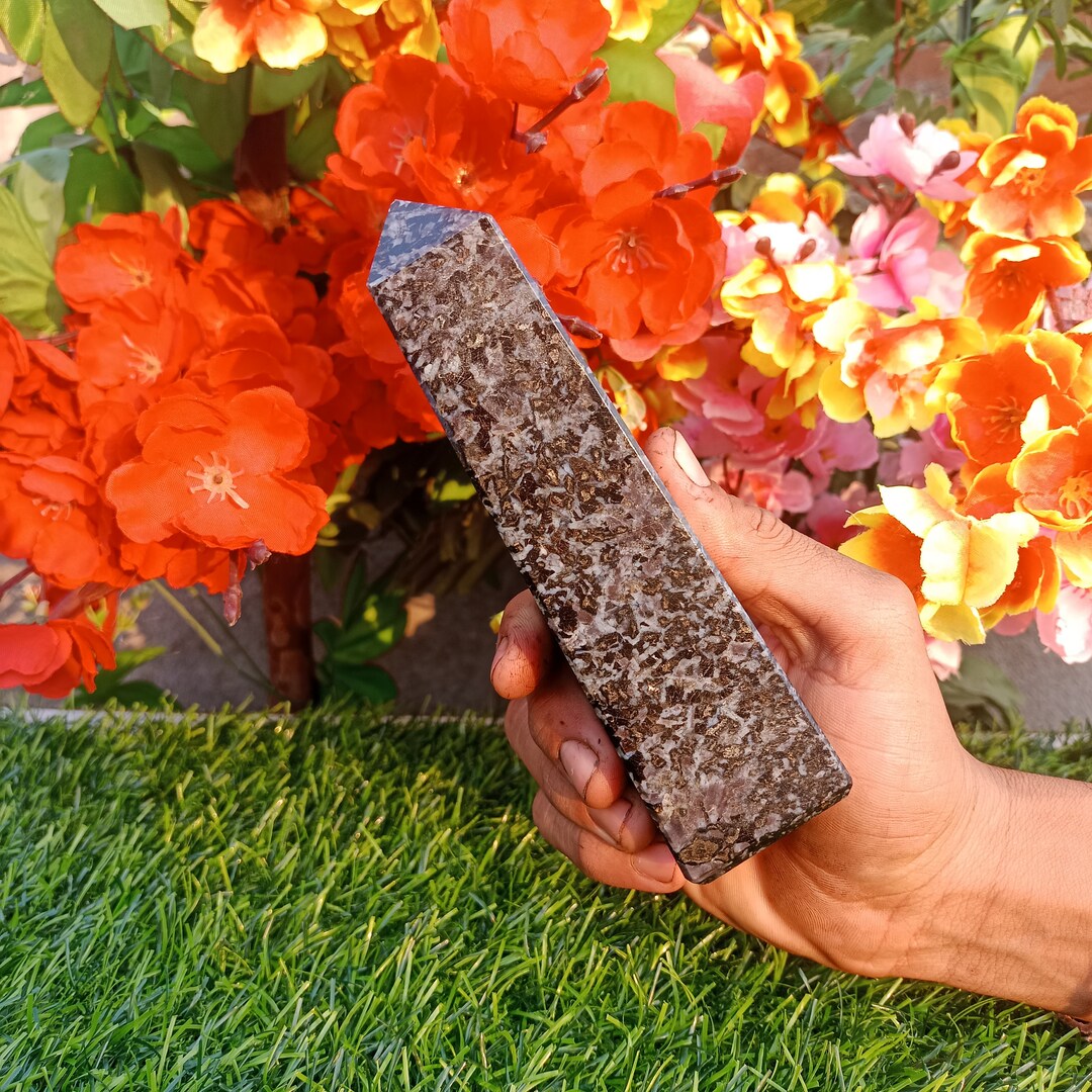 Blue Merlinite Stone Obelisk Tower: Indigo Gabbro Healing Crystal ...