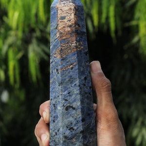 210MM Sodalite Stone Tower 8 Faced Metaphysical Healing Obelisk Tower