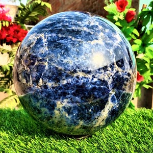 Natural Large - 230MM Blue Sodalite Stone  Sphere Minerals Healing Metaphysical Sphere Ball