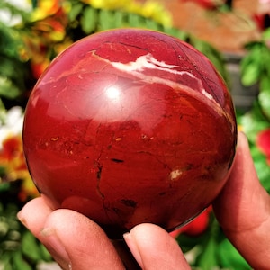 Natural 55 MM Red Jasper Stone Sphere  Metaphysical Healing Charged Spirit Power sphere