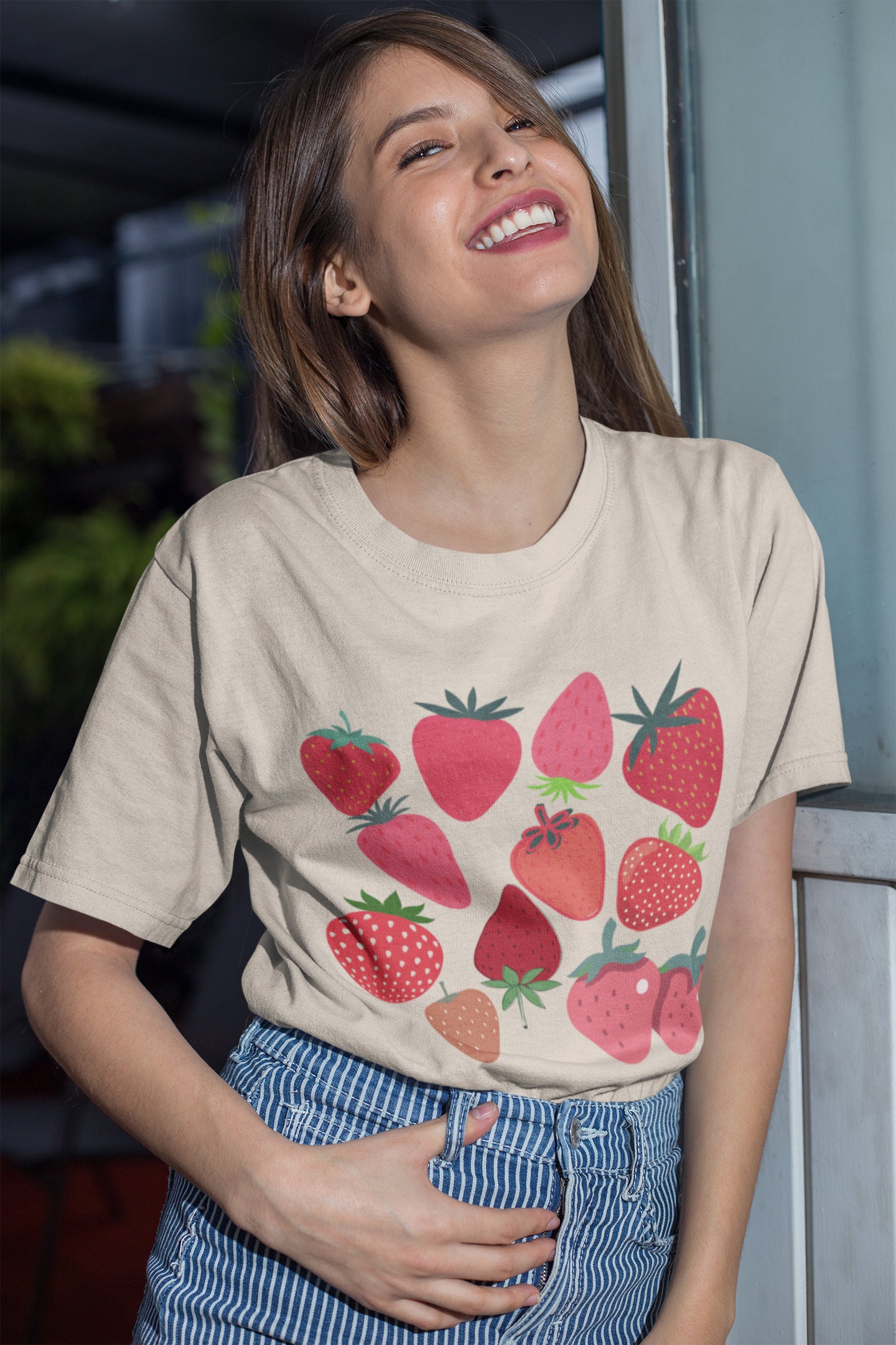 Strawberry shirt Cottage core Strawberry print Botanical shirt | Etsy
