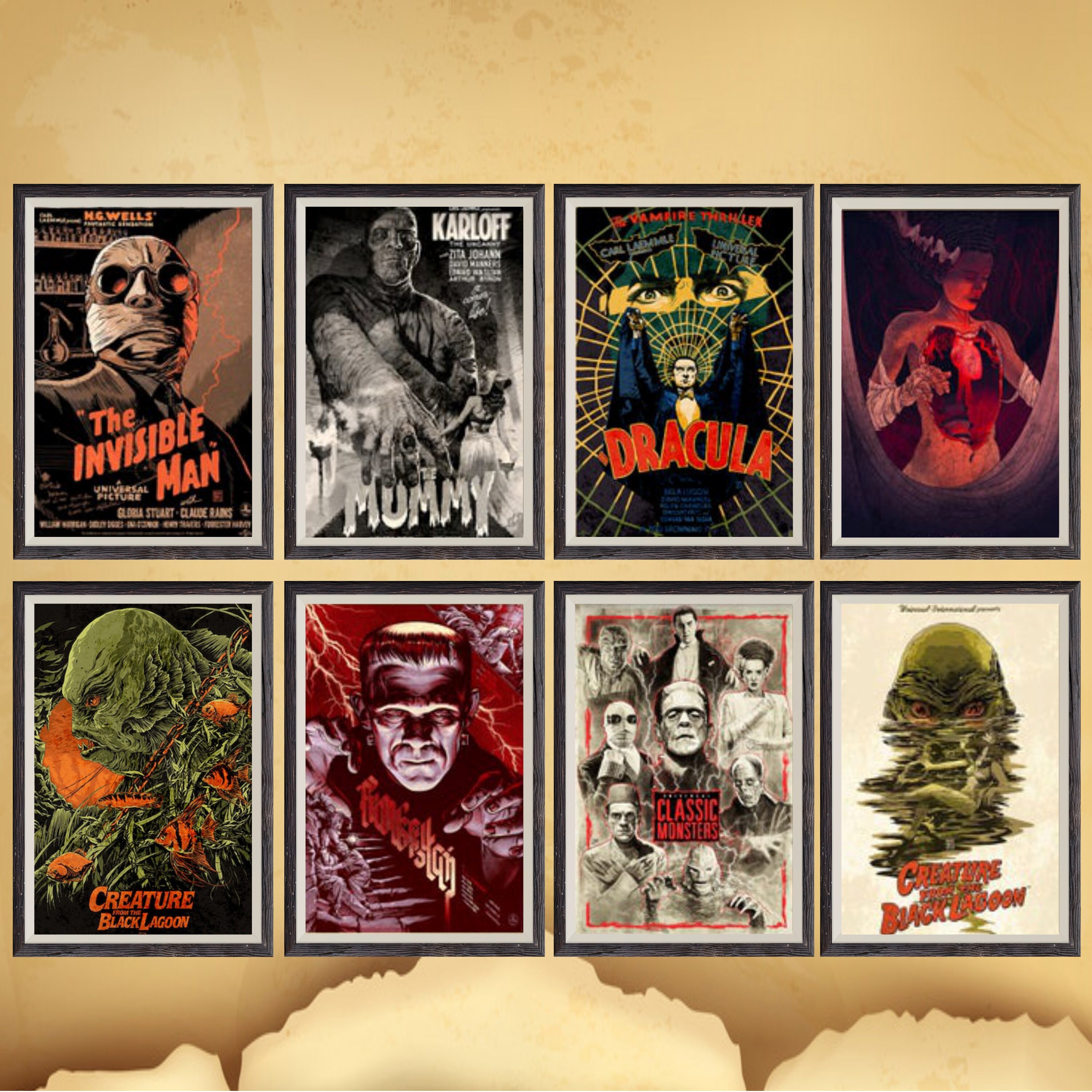 Classic Monster Movie Poster Classic Universal Monster Movie Etsy