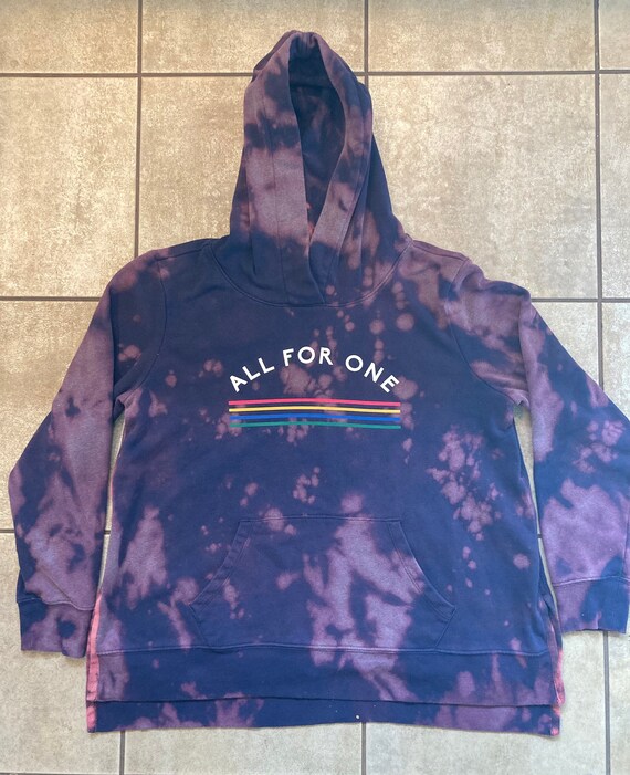 Old Navy Bleach Scrunch Tie Dye LGBTQ Womans Split Sides Medium Hoodie Etsy