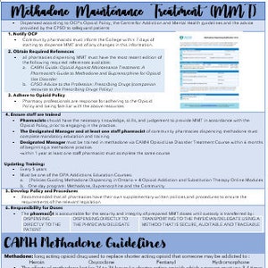 Methadone Maintenance Treatment Fact Sheet Ontario PEBC NCLEX OSPE Pharmacy RPhT RPh Nursing