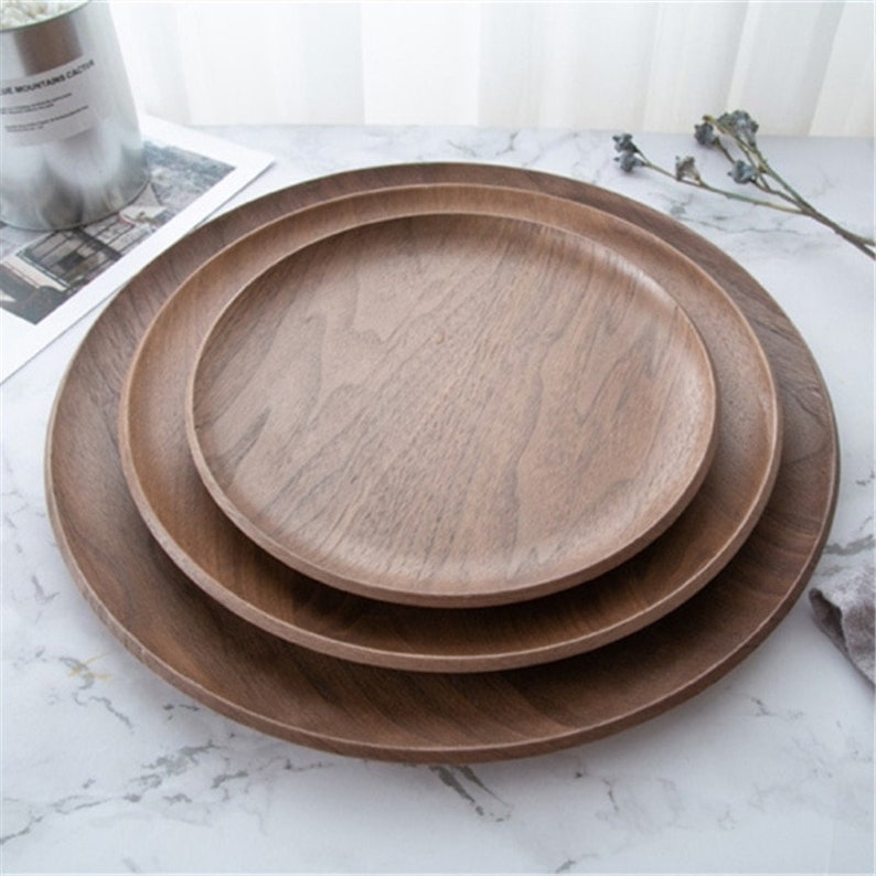 Natural Fruit Serving Tray Tea Food Server Dish Platter Brown Wooden Plate Natural Fruit Serving Tray Tea Food Server Dish Platter Brown Wooden Plate