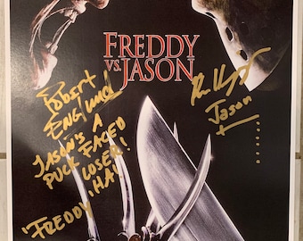 Robert Englund Ken Kirzinger Dual Signed Freddy Vs Jason 11x17 Movie Poster Certification HOLOGRAM