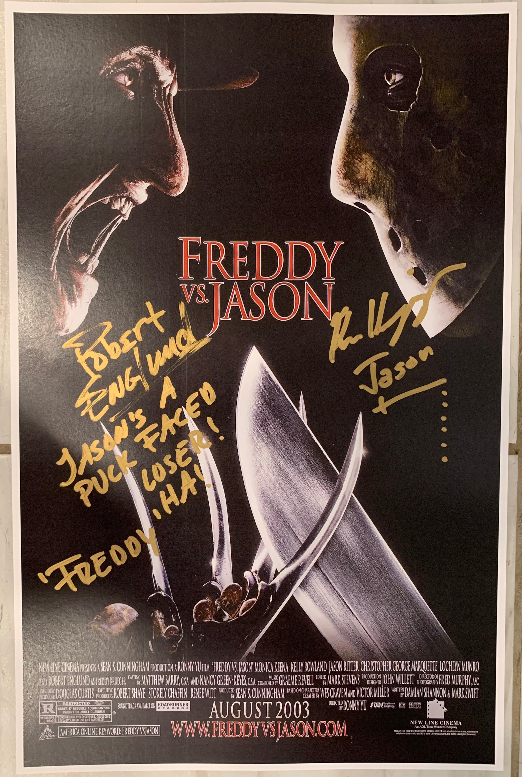 KEN KIRZINGER Signed Freddy vs Jason Full SCRIPT Friday the 13th Jason Voorhees 