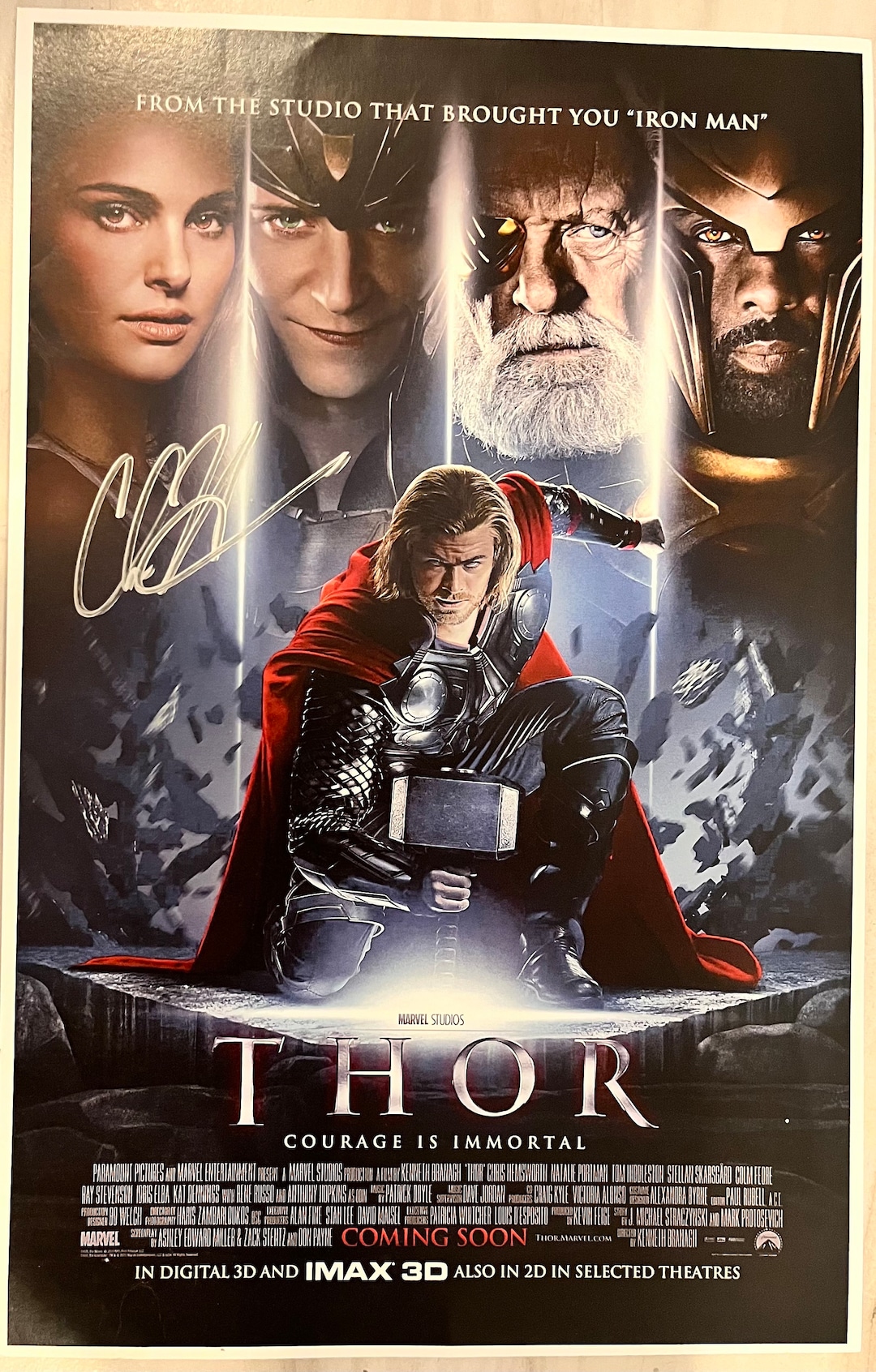 Chris Hemsworth Signed THOR 11x17 Movie Poster Certification HOLOGRAM