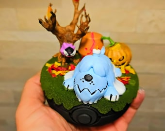 Poke diorama SPOOKY style LED light made to order