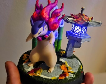 Hisuian Typhlosion Spooky season mini diorama glow in the dark and LED made to order