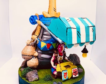 Zelda inspired Beedle diorama statue! Handpainted! Made to Order