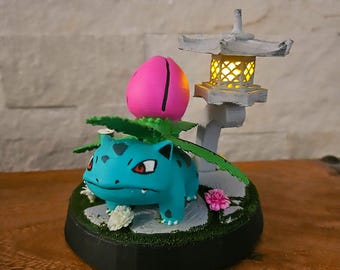 Spring Ivysaur poke diorama handmade made to order