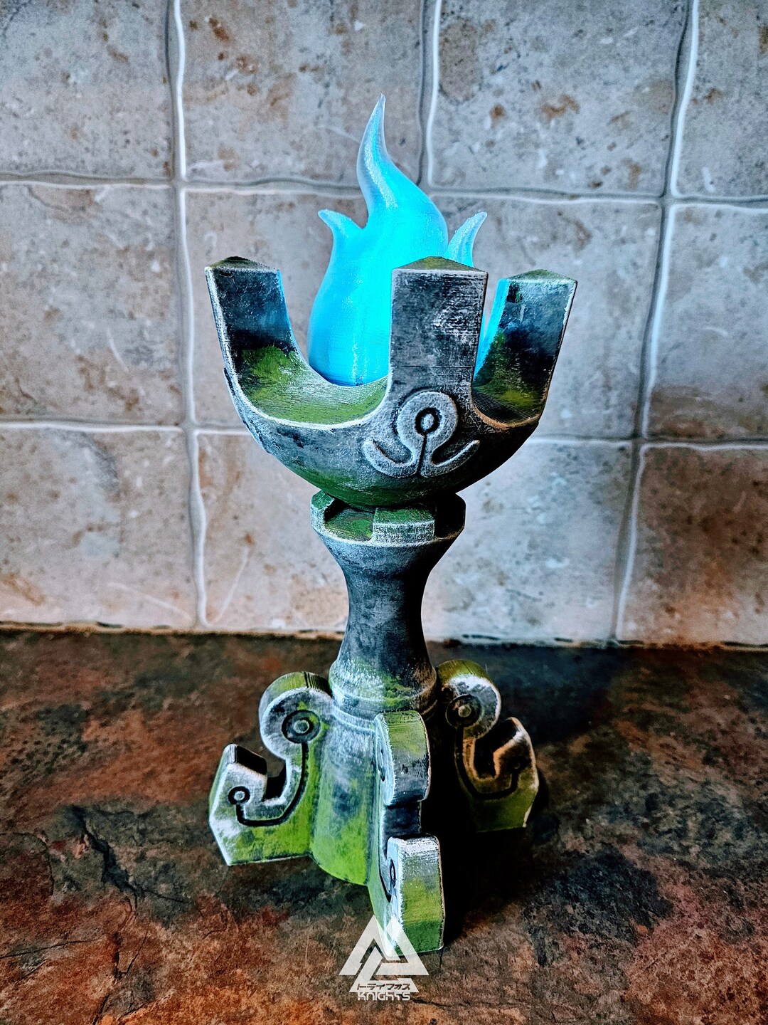 Zelda Breath of the Wild Inspired 9 Hateno Blue Flame Lamp With Blue LED Light Handpainted Etsy