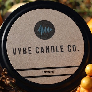 Personalized 8oz Soy Candles with a Song or Playlist of Choice -Flannel
