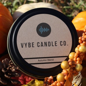 Personalized 8oz Soy Candles with a Song or Playlist of Choice - Autumn Blend