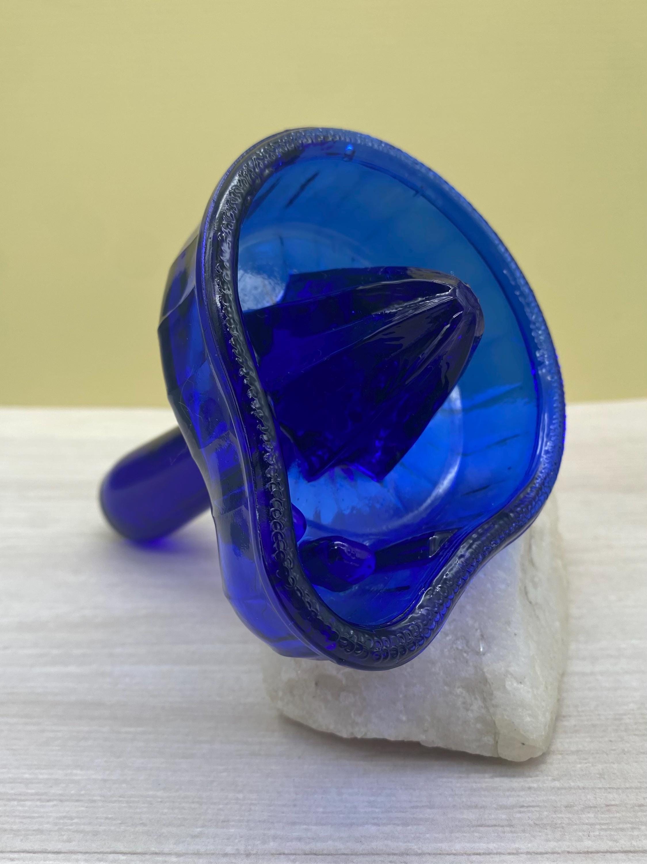 Vintage Cobalt Blue Glass Handheld Juicer