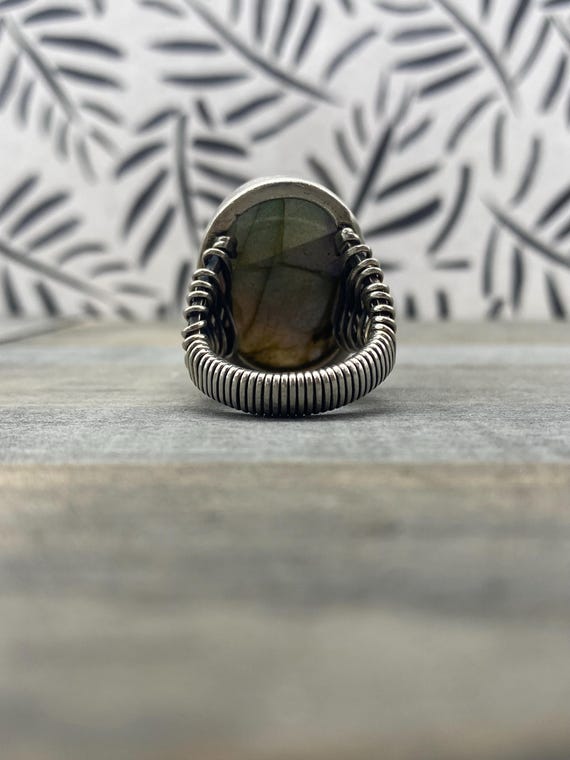 Sterling Silver Labradorite Statement Ring 925 YS… - image 4