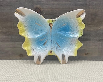 Plato decorativo de cerámica vintage con forma de mariposa