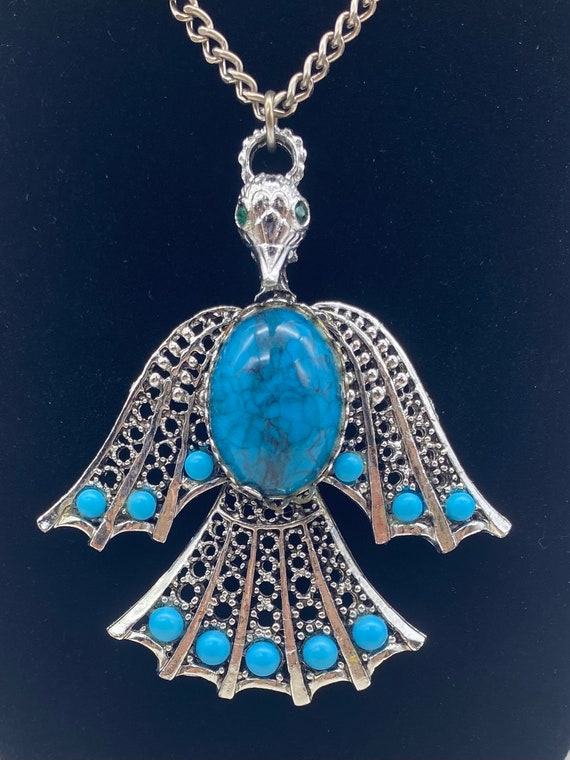 Large Statement Thunderbird Pendant Necklace Sout… - image 3