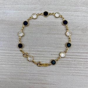 Swarovski Black And Clear Crystal Gold Tone Bracelet