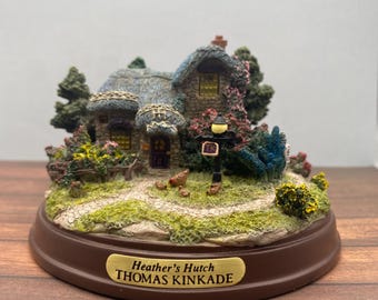 Thomas Kinkade Heather&#39;s Hutch Light Up Cottage House Scene Sculpture