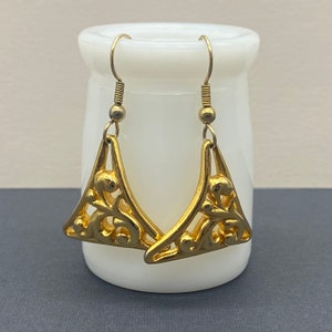 Anne Klein Earrings Gold Tone Abstract Triangle French Hooks