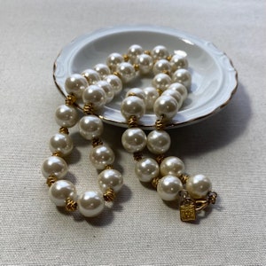 Anne Klein Beaded Faux Pearl And Gold Tone Necklace
