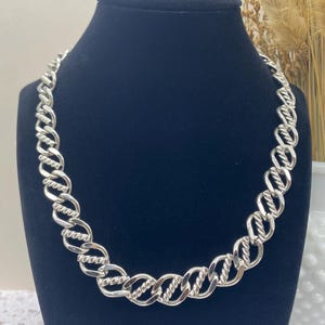 Monet Silver Tone Chain Choker Princess Necklace