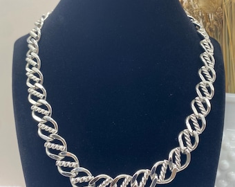 Monet Silver Tone Chain Choker Princess Necklace