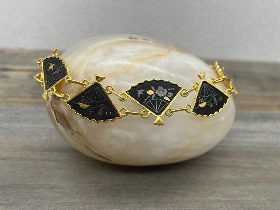 Vintage Damascene Fan Bracelet