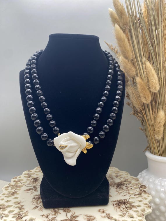 Avon Kenneth Jay Lane Necklace Double Strand Blac… - image 1