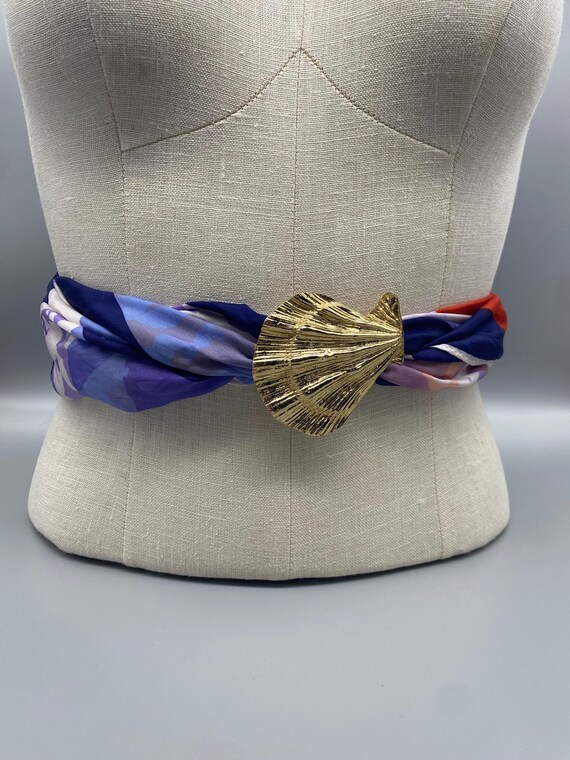 Gay Boyer Scallop Shell Gold Tone Belt Buckle Scarf Slide - Etsy display picture 1