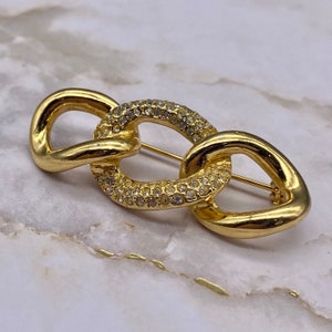 Christian Dior Brooch Pin Gold Tone And Rhinestone Brooch Pin