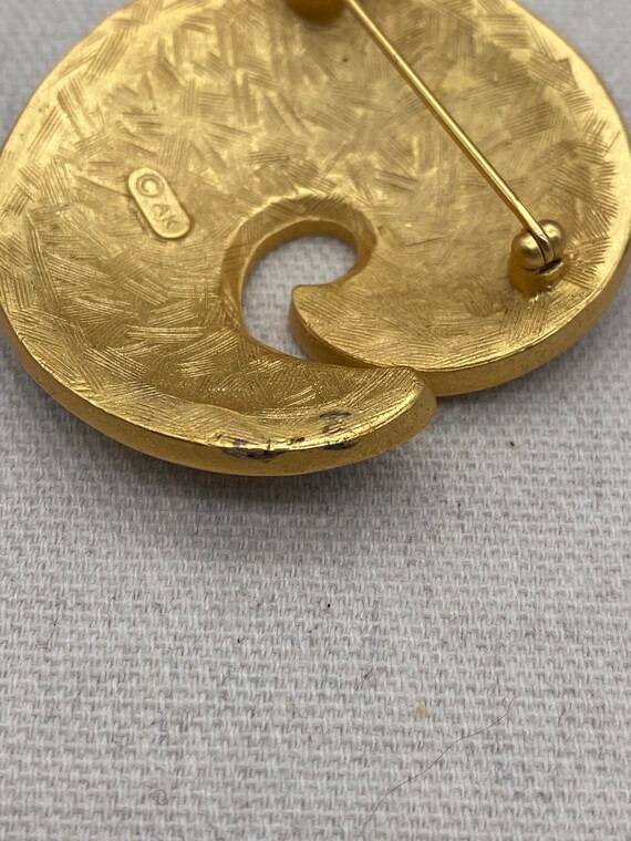 Anne Klein Brooch Pin Swirl Black Enamel Matte Gold Tone Brooch Pin View 4