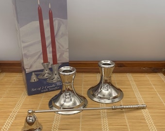 Nantucket kandelaar met nikkelafwerking, set van twee met demper