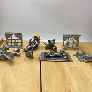 Pewter Mini Figurines Animal Theme Knick Knacks: Dogs And Cats