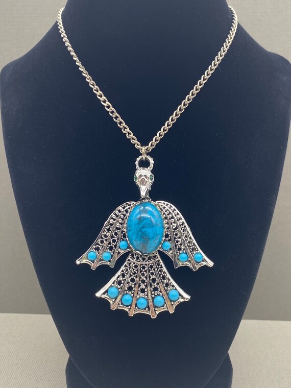 Large Statement Thunderbird Pendant Necklace Sout… - image 2