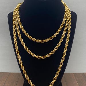 Monet Gold Tone Rope Chain Necklace Extra Long Single Chain 56"