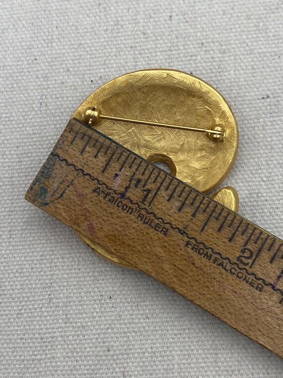 Anne Klein Brooch Pin Swirl Black Enamel Matte Gold Tone Brooch Pin View 6