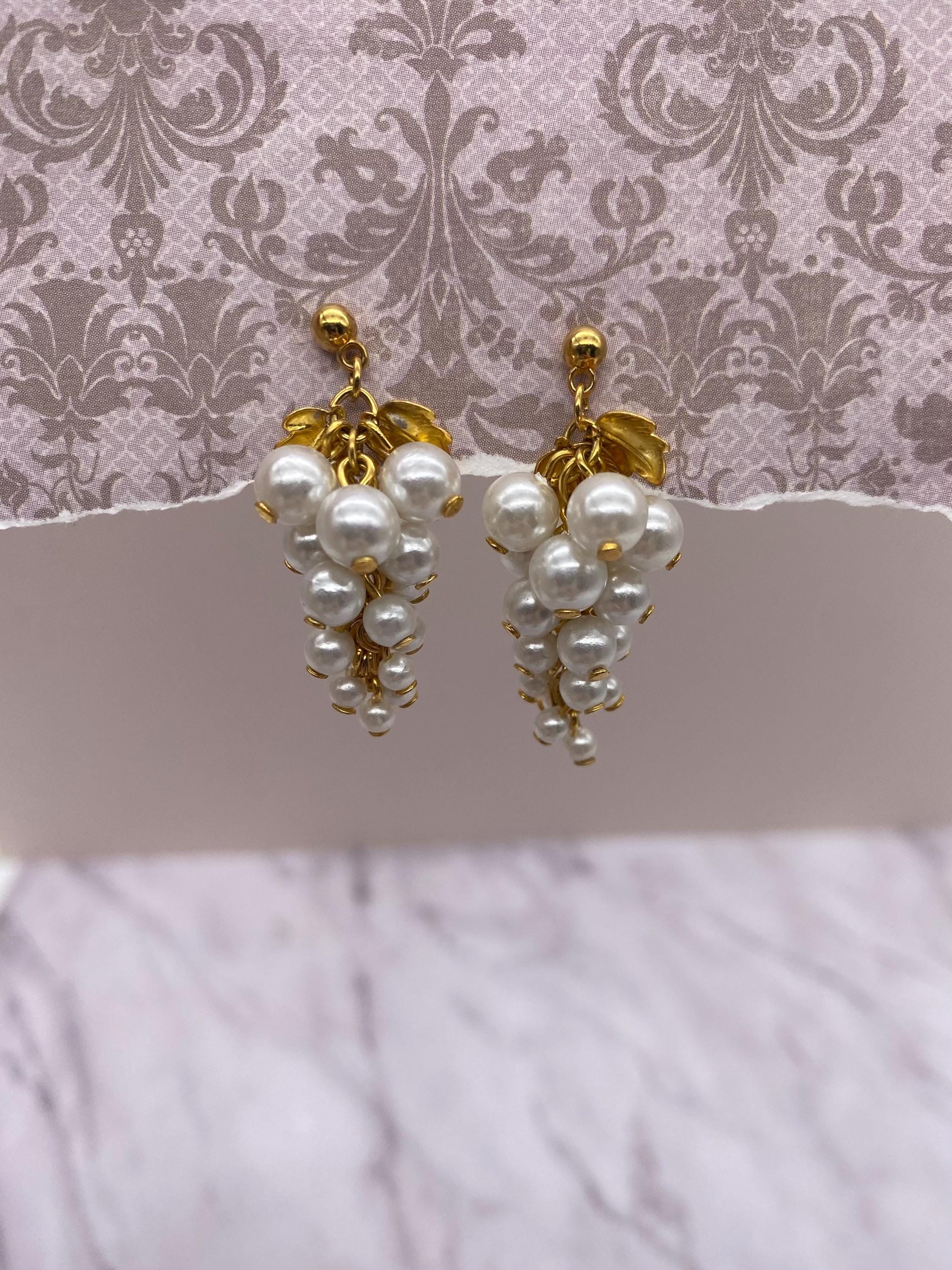 Pearl Grape Earrings - Etsy