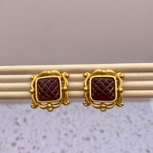 Anne Klein Byzantine Earrings Red And Matte Gold Tone Stud Earrings