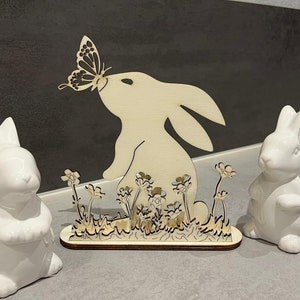 Easter decoration "Bunny in the flower field" laser cut template DXF, SVG, Lightburn