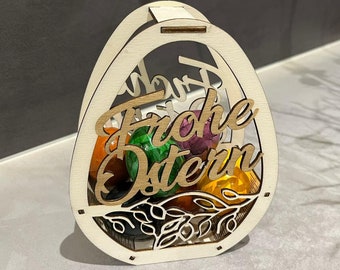 Egg Basket "Happy Easter" Lasercut DXF, SVG, Lightburn Template